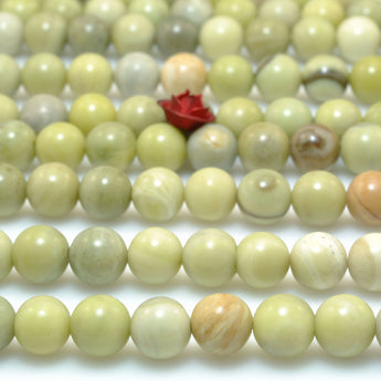 Natural Butter Jade smooth round beads green gemstone wholesale jewelry making diy 6mm 15"
