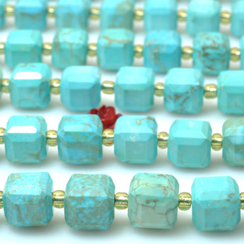 Blue Turquoise faceted cube loose beads wholesale gemstones for jewelry making DIY bracelet necklace