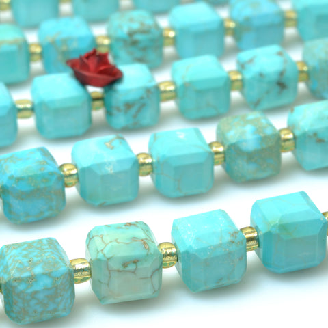 Blue Turquoise faceted cube loose beads wholesale gemstones for jewelry making DIY bracelet necklace
