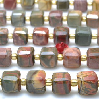 Natural Red Creek Jasper faceted cube beads wholesale loose gemstone for jewelry making diy