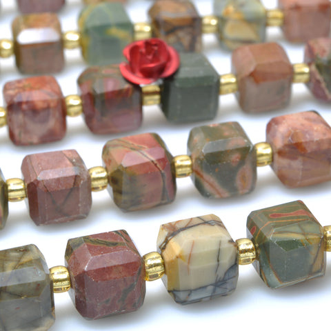 Natural Red Creek Jasper faceted cube beads wholesale loose gemstone for jewelry making diy