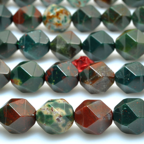 Natural Bloodstone Heliotrope green stone star cut faceted nugget beads for jewelry makin diy bracelet