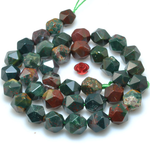 Natural Bloodstone Heliotrope green stone star cut faceted nugget beads for jewelry makin diy bracelet