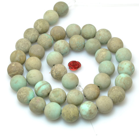 Natural Turquoise Stone Matte Round beads wholesale loose gemstone for jewelry making diy bracelet necklace