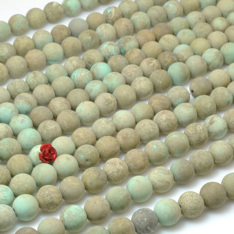 Natural Turquoise Stone Matte Round beads wholesale loose gemstone for jewelry making diy bracelet necklace