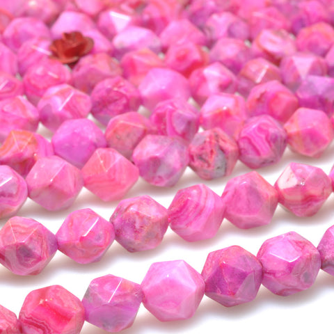 Rose Red Mexican Crazy Lace Agate star cut faceted nugget beads gemstone wholesale jewelry making bracelet necklace stuff
