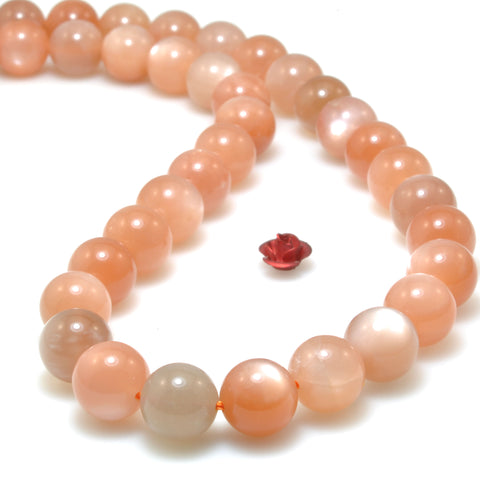 Natural Orange Sunstone A grade smooth round beads gemstone wholesale jewelry 15"