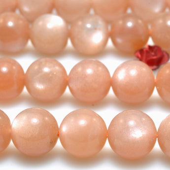 Natural Orange Sunstone smooth round beads gemstone wholesale jewelry making 15"