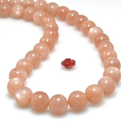 Natural Orange Sunstone smooth round beads gemstone wholesale jewelry making 15"