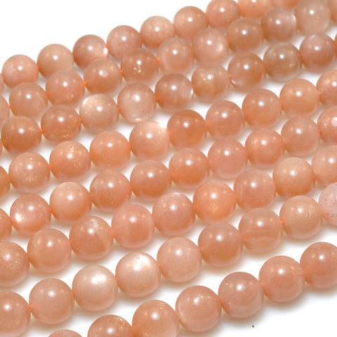 Natural Orange Sunstone smooth round beads gemstone wholesale jewelry making 15"