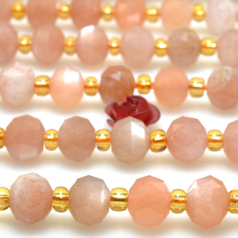Natural orange Sunstone faceted pumpkin rondelle beads wholesale gemstone for jewelry making diy