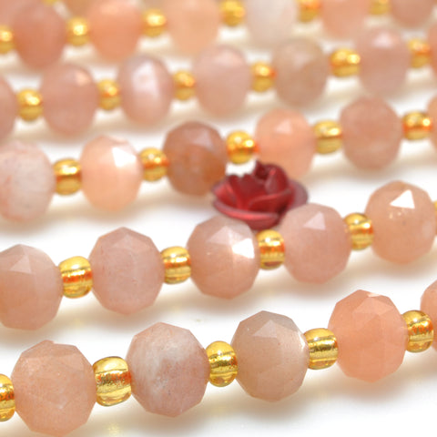 Natural orange Sunstone faceted pumpkin rondelle beads wholesale gemstone for jewelry making diy
