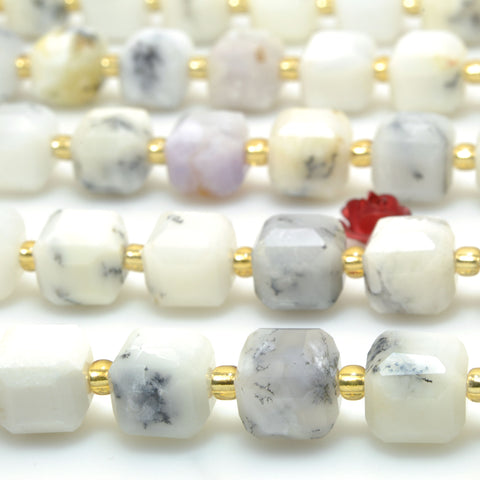 Natural White Moss Opal faceted cube beads wholesale loose gemstone for jewelry making diy bracelet