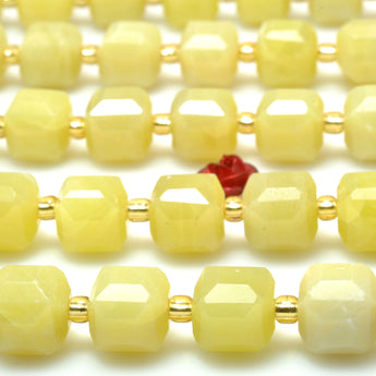 Natural Lemon Yellow Jade faceted Cube beads wholesale loose gemstone for jewelry making diy bracelet