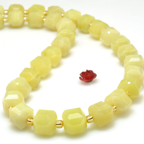 Natural Lemon Yellow Jade faceted Cube beads wholesale loose gemstone for jewelry making diy bracelet