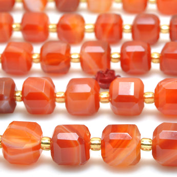 Red Banded Agate faceted cube beads Stripe Agate wholesale loose gemstone for jewelry making DIY