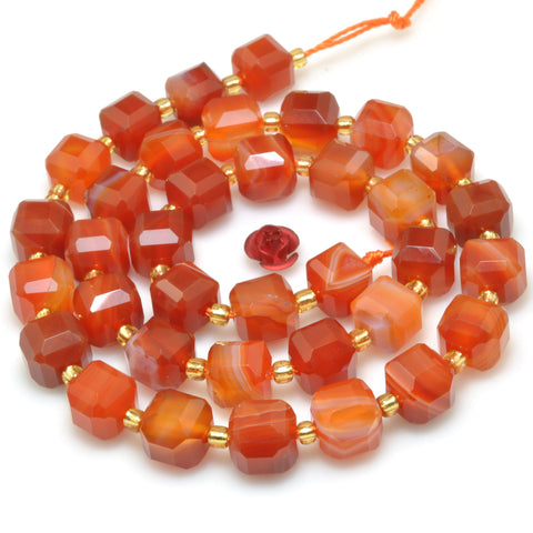 Red Banded Agate faceted cube beads Stripe Agate wholesale loose gemstone for jewelry making DIY