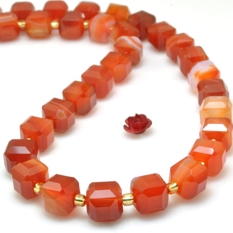 Red Banded Agate faceted cube beads Stripe Agate wholesale loose gemstone for jewelry making DIY