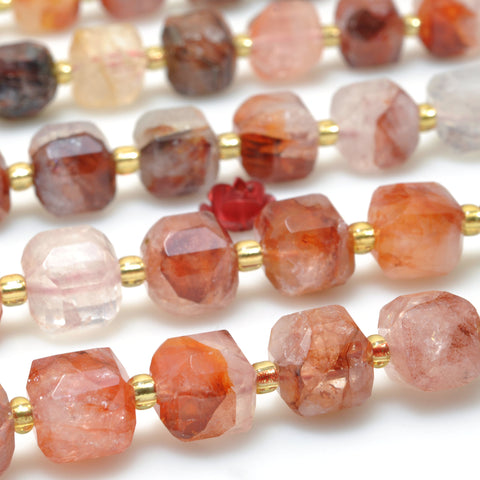 Natural Red Hematoid Quartz faceted cube beads wholesale gemstone for jewelry making DIY design