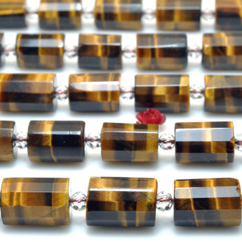 Natural Yellow Tiger Eye Stone faceted tube beads wholesale loose gemstone for jewelry making diy bracelet