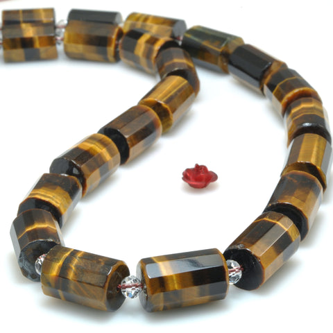 Natural Yellow Tiger Eye Stone faceted tube beads wholesale loose gemstone for jewelry making diy bracelet