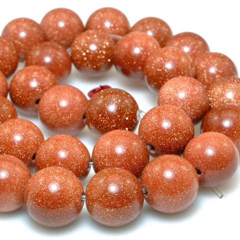 Gold Sandstone Goldstone smooth round beads gemstone wholesale jewelry making 3-12mm 15"