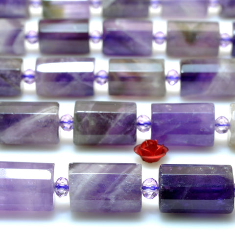 Natural Purple Amethyst gemstone faceted tube beads for jewelry making diy bracelet necklace 10x14mm 15"