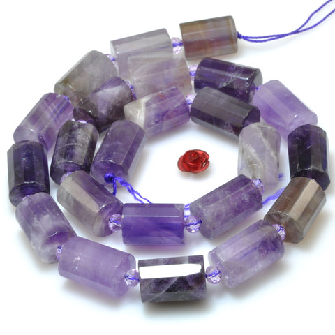 Natural Purple Amethyst gemstone faceted tube beads for jewelry making diy bracelet necklace 10x14mm 15"