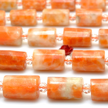 Orange Calcite Stone faceted tube beads wholesale loose gemstone for jewelry making diy bracelet necklace