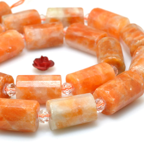 Orange Calcite Stone faceted tube beads wholesale loose gemstone for jewelry making diy bracelet necklace