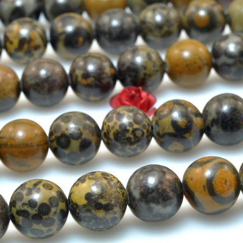 Natural Yellow Rhyolite Jasper Stone smooth round beads wholesale gemstone for jewelry making diy bracelet