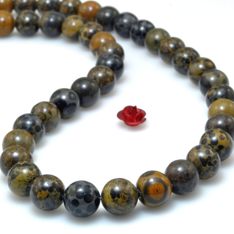 Natural Yellow Rhyolite Jasper Stone smooth round beads wholesale gemstone for jewelry making diy bracelet