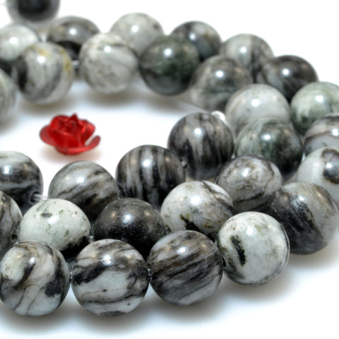 African Black Zebra jasper natural stone smooth round beads gemstone wholesale for jewelry making diy bracelet