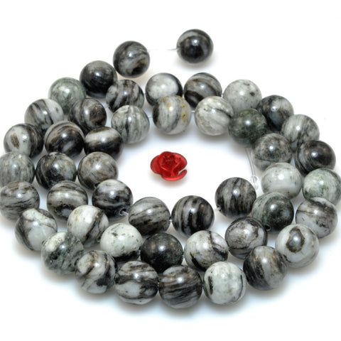 African Black Zebra jasper natural stone smooth round beads gemstone wholesale for jewelry making diy bracelet
