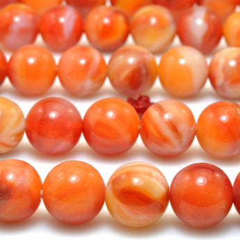 Orange Red Agate smooth round synthetic beads wholesale loose gemstone for jewelry making diy bracelet necklace