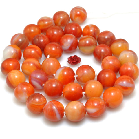 Orange Red Agate smooth round synthetic beads wholesale loose gemstone for jewelry making diy bracelet necklace