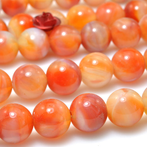 Orange Red Agate smooth round synthetic beads wholesale loose gemstone for jewelry making diy bracelet necklace