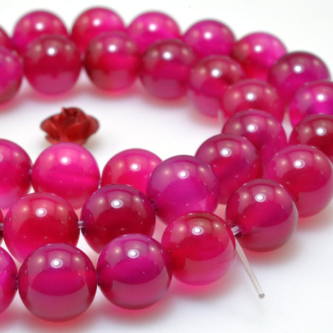Rose Red Agate smooth round loose beads wholesale gemstone jewelry making diy bracelet 8mm 15"