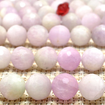 Natural Kunzite stone mini faceted round beads purple pink gemstone wholesale for jewelry making diy bracelet