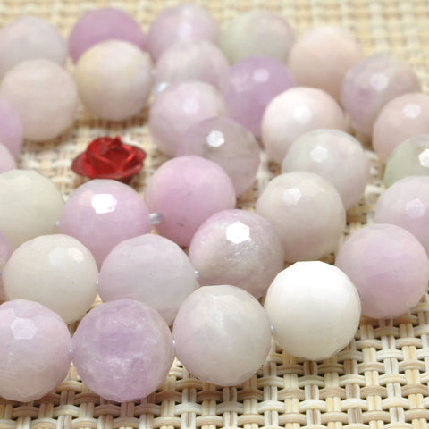 Natural Kunzite stone mini faceted round beads purple pink gemstone wholesale for jewelry making diy bracelet