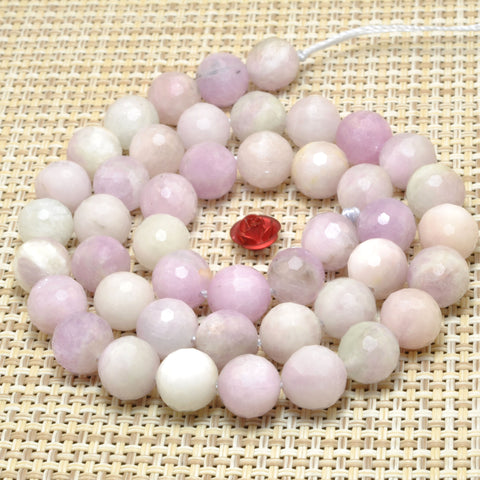 Natural Kunzite stone mini faceted round beads purple pink gemstone wholesale for jewelry making diy bracelet