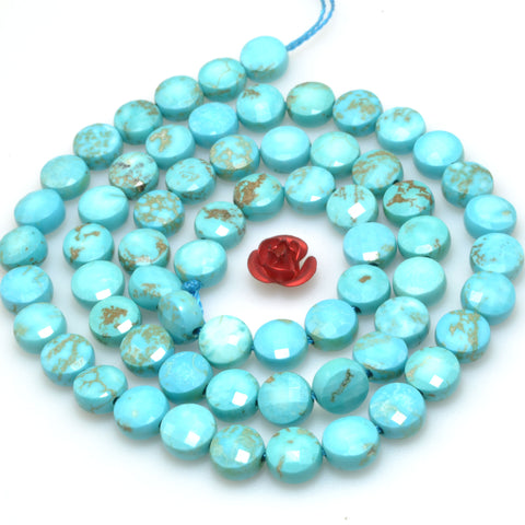 Blue Turquoise faceted coin beads wholesale loose gemstone for jewelry making diy bracelet necklace