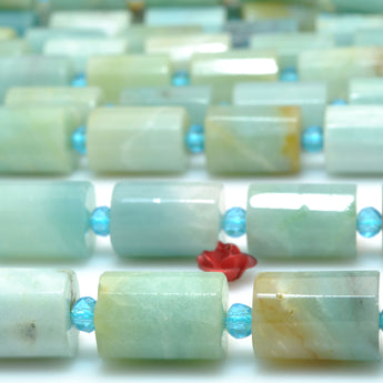 Natural Amazonite gemstone faceted tube beads wholesale stones for jewelry making diy bracelet necklace