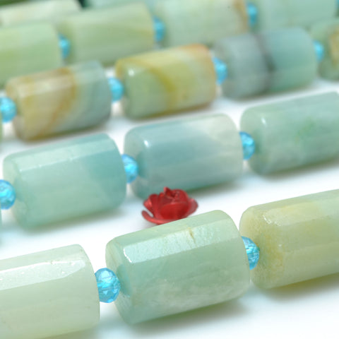 Natural Amazonite gemstone faceted tube beads wholesale stones for jewelry making diy bracelet necklace