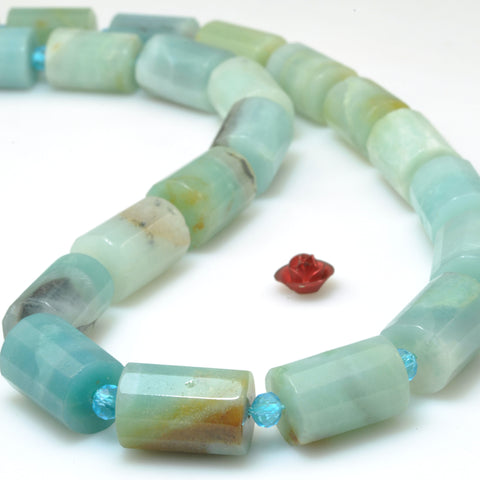 Natural Amazonite gemstone faceted tube beads wholesale stones for jewelry making diy bracelet necklace