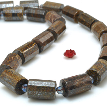 Natural Bronzite stone faceted tube beads gemstone wholesale for jewelry making diy bracelet 10x14mm 15"