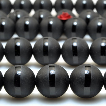 Black Onyx OneLine matte round beads wholesale gemstone jewelry making diy bracele 6-14mm