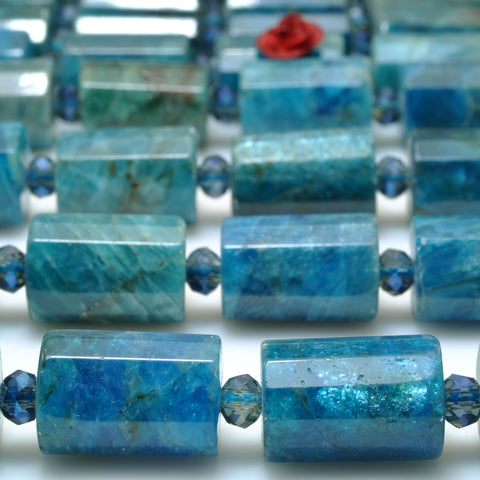 Natural Apatite gemstone faceted tube beads dark blue stones wholesale jewelry making gemstone bracelet necklace diy