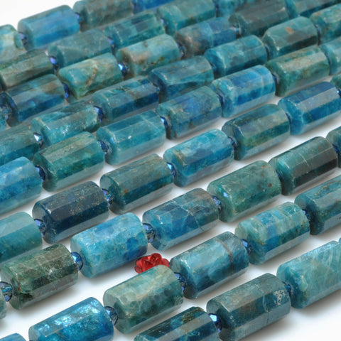 Natural Apatite gemstone faceted tube beads dark blue stones wholesale jewelry making gemstone bracelet necklace diy
