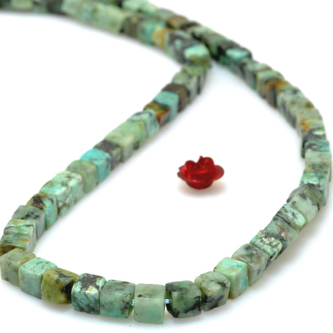 Natural African turquoise smooth cube beads green gemstone wholesale jewelry making bracelet 4mm 6mm